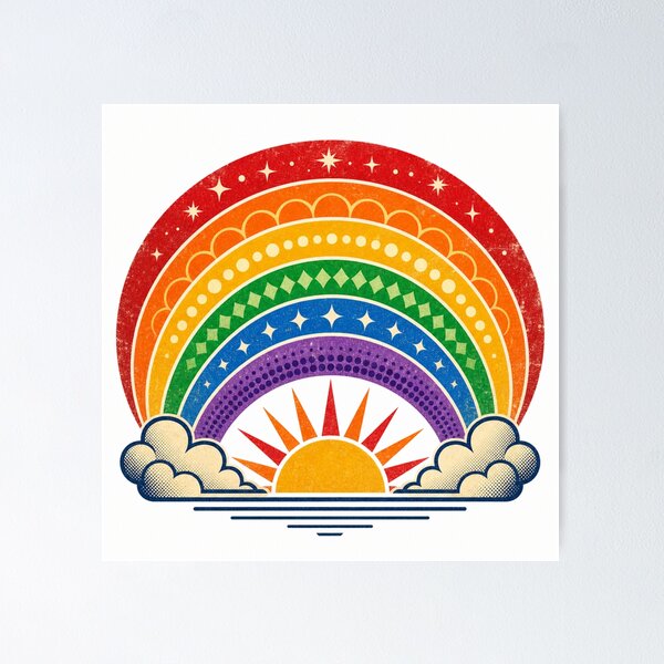 Item preview, Retro Rainbow designed and sold by Artnovalty.redbubble.com.