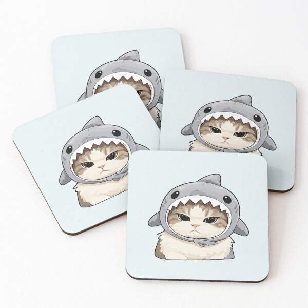 Item preview, Grumpy Shark Cat - Cute Tabby Cat in Shark Costume Illustration designed and sold by arfindo-indra.
