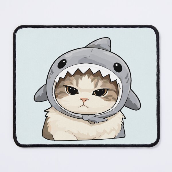 Item preview, Grumpy Shark Cat - Cute Tabby Cat in Shark Costume Illustration designed and sold by arfindo-indra.