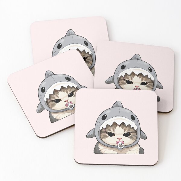 Item preview, Grumpy Baby Shark Cat - Cute Pacifier Tabby Feline Art designed and sold by arfindo-indra.