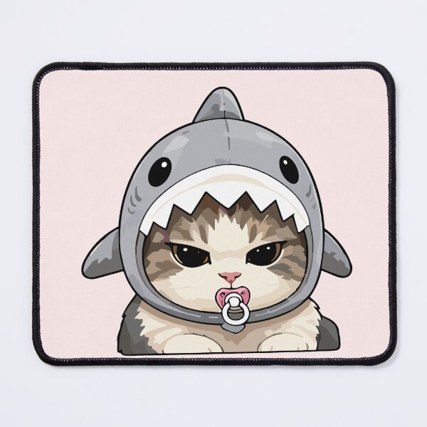 Item preview, Grumpy Baby Shark Cat - Cute Pacifier Tabby Feline Art designed and sold by arfindo-indra.