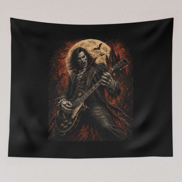 Item preview, Vampire Guitarist Full Moon Rock Horror Design designed and sold by snowry.