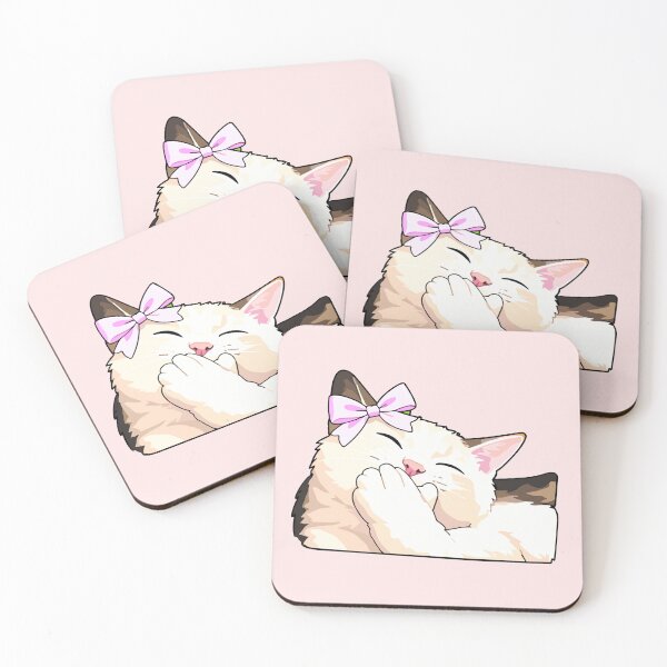 Item preview, Giggling Cat with Bow - Cute Laughing Feline Meme Art designed and sold by arfindo-indra.