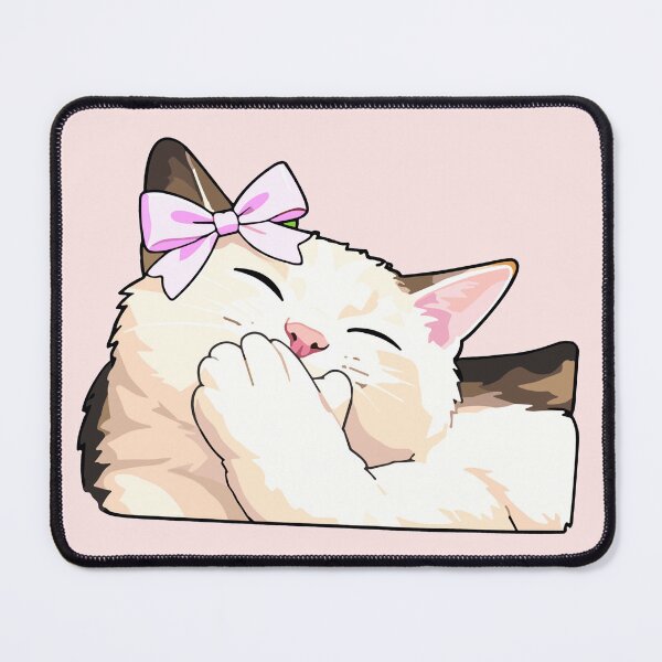 Item preview, Giggling Cat with Bow - Cute Laughing Feline Meme Art designed and sold by arfindo-indra.