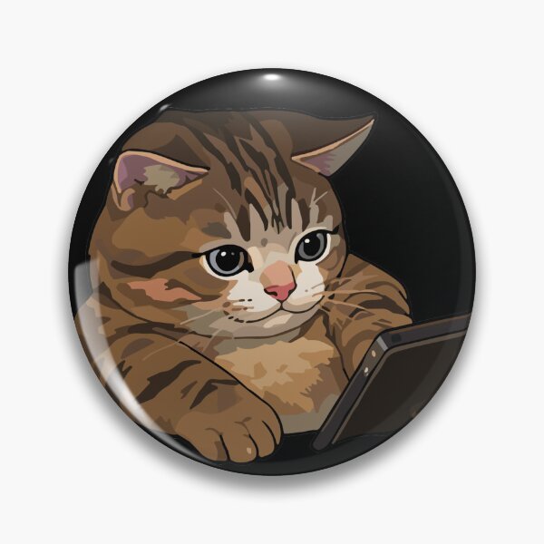 Item preview, Tabby Cat Scrolling Phone - Cute Cat Using Smartphone Meme Art designed and sold by arfindo-indra.