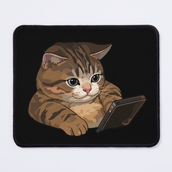 Item preview, Tabby Cat Scrolling Phone - Cute Cat Using Smartphone Meme Art designed and sold by arfindo-indra.
