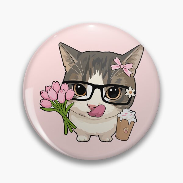Item preview, Cute Cat with Tulip Bouquet and Coffee - Adorable Feline Spring Art designed and sold by arfindo-indra.