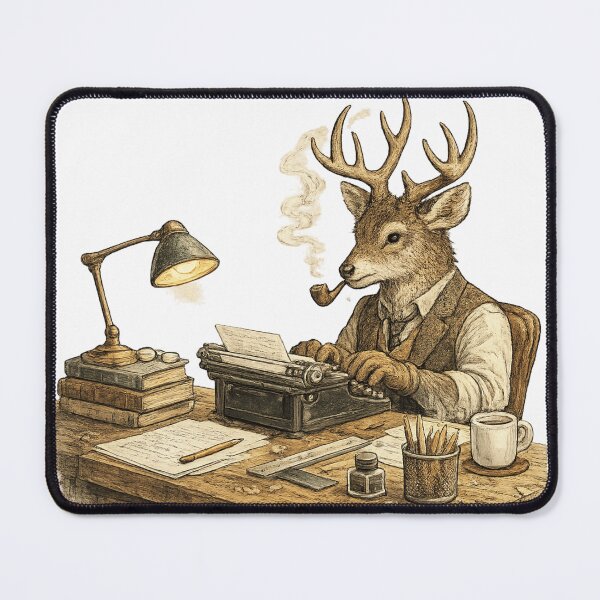 Item preview, 26. Deer Writer Vintage Illustration designed and sold by สุธรรมาท ทองกร.