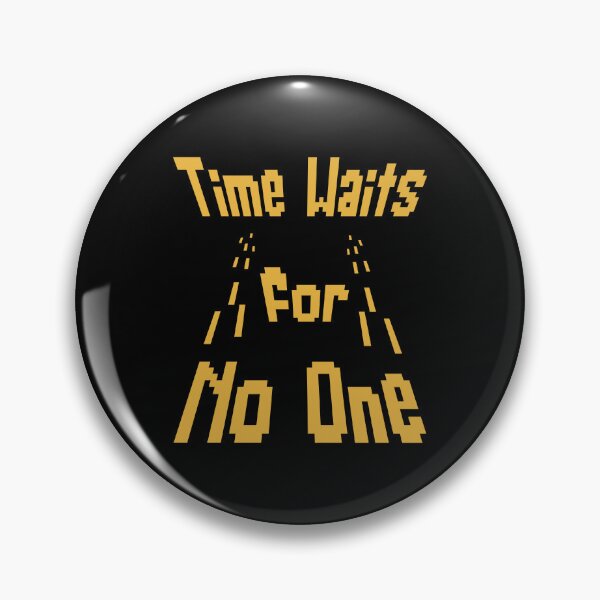 Item preview, Time Waits For No One – Mustard Gold Retro Pixel Art Quote designed and sold by THROUGH-LIFE.