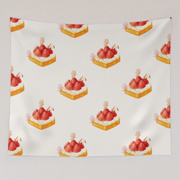 Item preview, Cute Strawberry Cream Toast & Friends Seamless Pattern designed and sold by Tokki Treats .