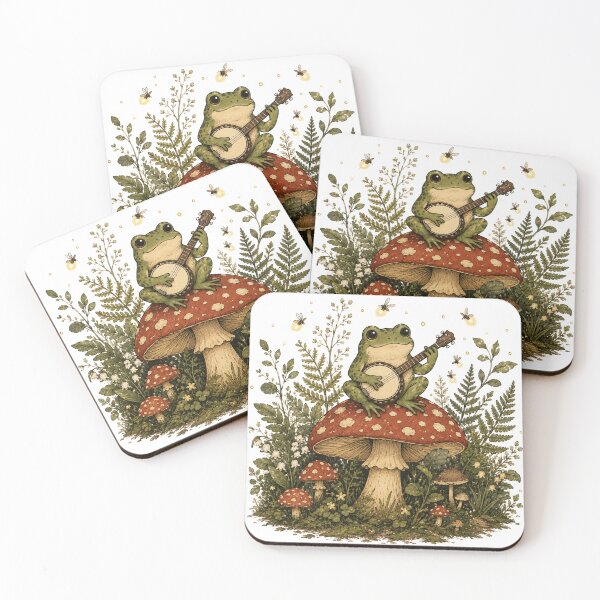 Item preview, Frog Playing Banjo on Mushroom designed and sold by NeoSakura.