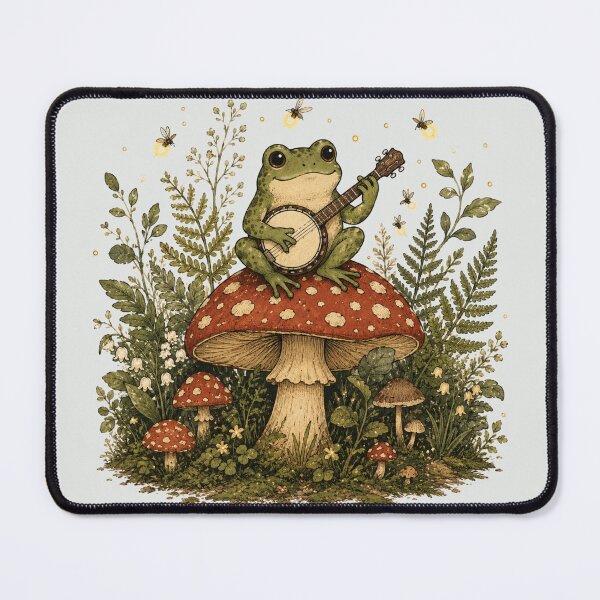 Item preview, Frog Playing Banjo on Mushroom designed and sold by NeoSakura.