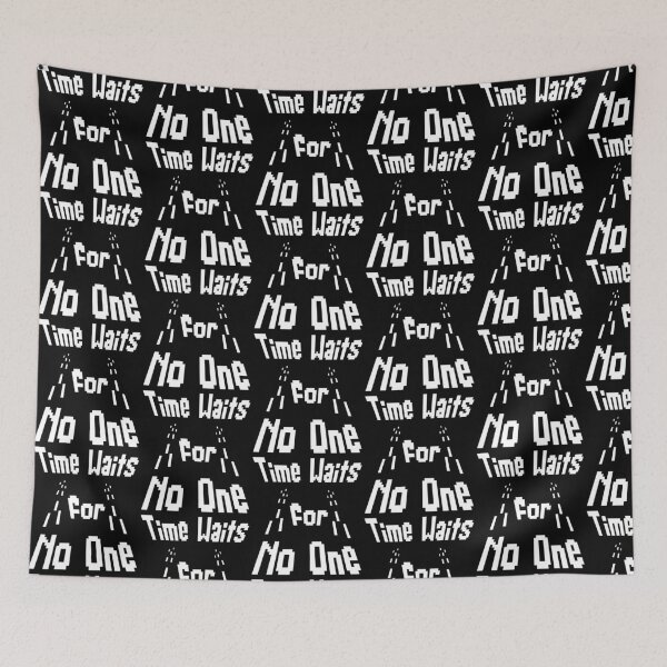 Item preview, Time Waits For No One – White Pixel Art Retro Quote designed and sold by THROUGH-LIFE.