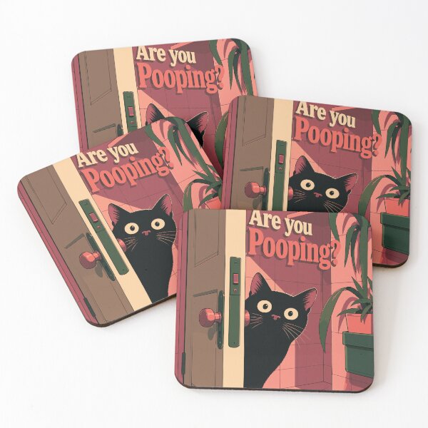 Item preview, Are You Pooping? - Funny Black Cat Bathroom Sign Illustration designed and sold by arfindo-indra.