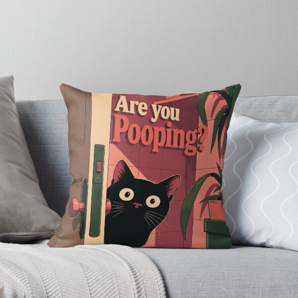 Item preview, Are You Pooping? - Funny Black Cat Bathroom Sign Illustration designed and sold by arfindo-indra.