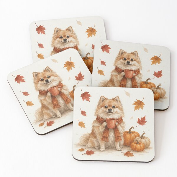 Item preview, Cozy Pomeranian with Pumpkins and Autumn Leaves designed and sold by EwanMercer.