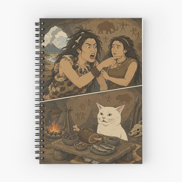Item preview, Caveman Woman Yelling at Cat Meme - Prehistoric Stone Age Art designed and sold by arfindo-indra.