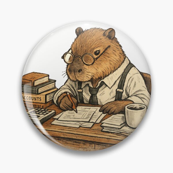 Item preview, 30. Capybara Accountant Deluxe Vintage Illustration designed and sold by สุธรรมาท ทองกร.