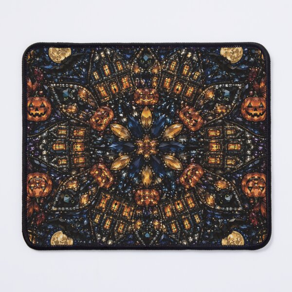 Item preview, Haunted Manor Gemstone Kaleidoscope – Gothic Halloween Black Cats & Pumpkins designed and sold by CaseyMichelleArt.