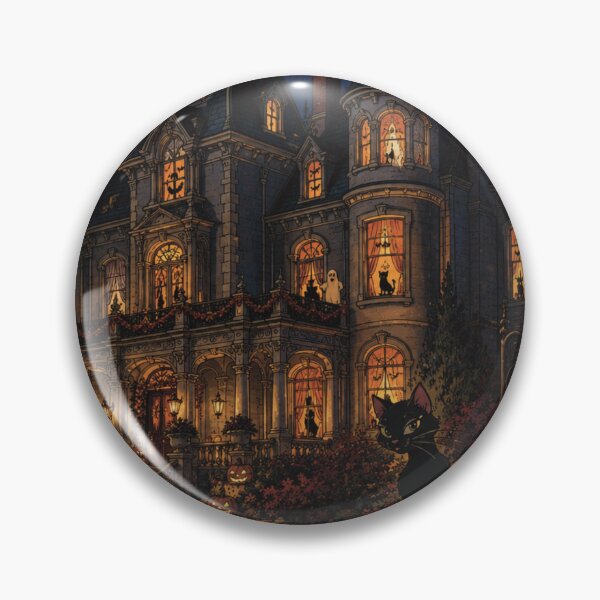 Item preview, Victorian Gothic Halloween Haunted House Black Cat designed and sold by CaseyMichelleArt.
