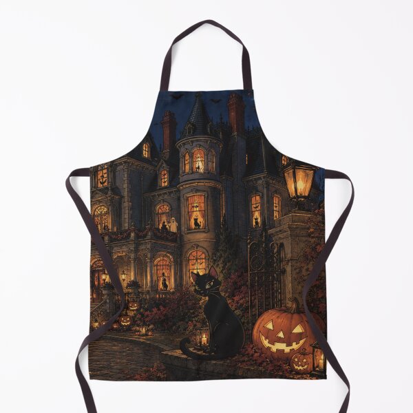 Item preview, Victorian Gothic Halloween Haunted House Black Cat designed and sold by CaseyMichelleArt.