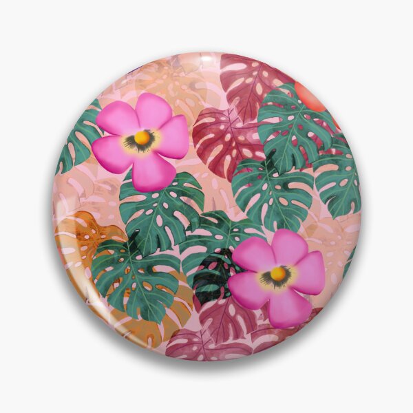 Item preview, Tropical floral pattern pink background designed and sold by tornasolhaze.