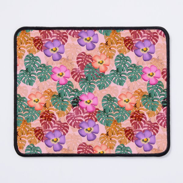 Item preview, Tropical floral pattern pink background  designed and sold by tornasolhaze.
