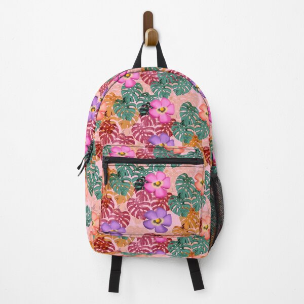 Item preview, Tropical floral pattern pink background designed and sold by tornasolhaze.
