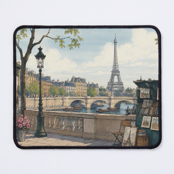 Item preview, Paris Bookstall & Eiffel Tower – Romantic Parisian Riverside designed and sold by CaseyMichelleArt.