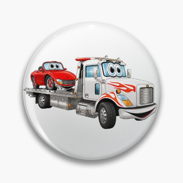 Artikelvorschau, Weißer Cartoon-Autotransporter mit einem roten Auto entworfen und verkauft von Scott Hayes.