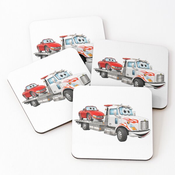 Item preview, White Cartoon Car Hauler Truck with a Red Car designed and sold by Scott Hayes.