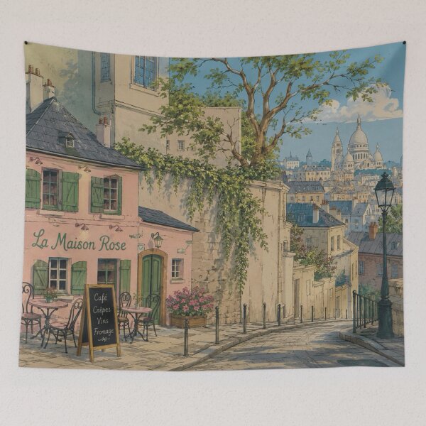 Item preview, Montmartre Magic: La Maison Rose & Sacré-Cœur Paris Illustration designed and sold by CaseyMichelleArt.