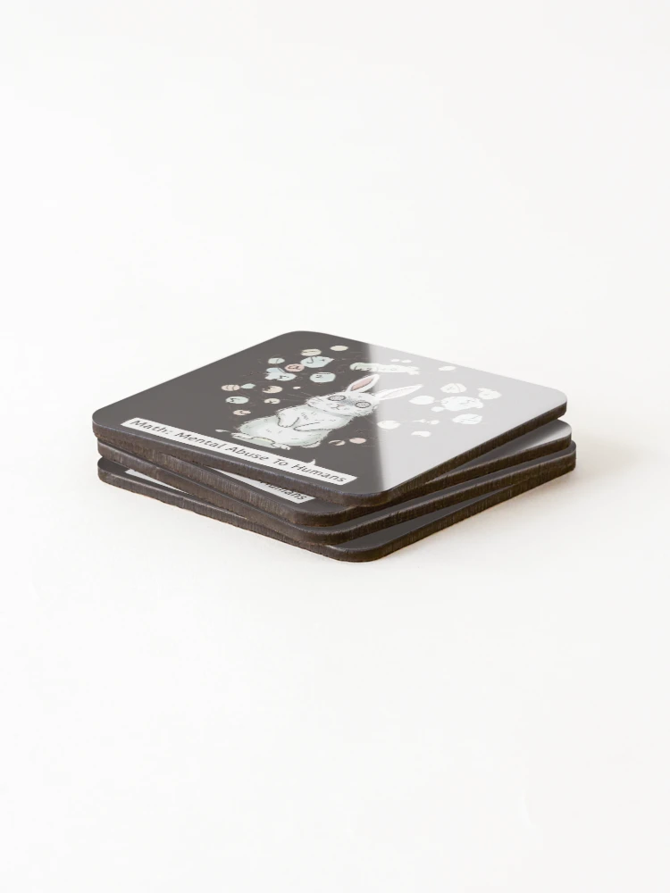 Thumbnail 4 of 5, Coasters (Set of 4), Math Mental Abuse – Funny Math Student Rabbit Design designed and sold by ManggaeJM.