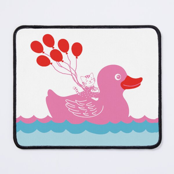 Item preview, Cute Cat Riding Pink Duck with Red Balloons. designed and sold by EunsooLee.