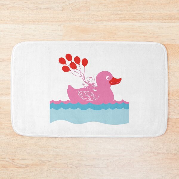 Item preview, Cute Cat Riding Pink Duck with Red Balloons. designed and sold by EunsooLee.