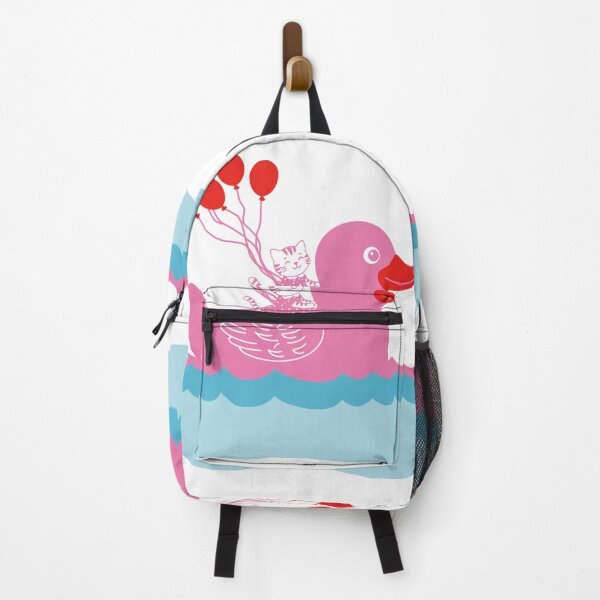 Item preview, Cute Cat Riding Pink Duck with Red Balloons. designed and sold by EunsooLee.