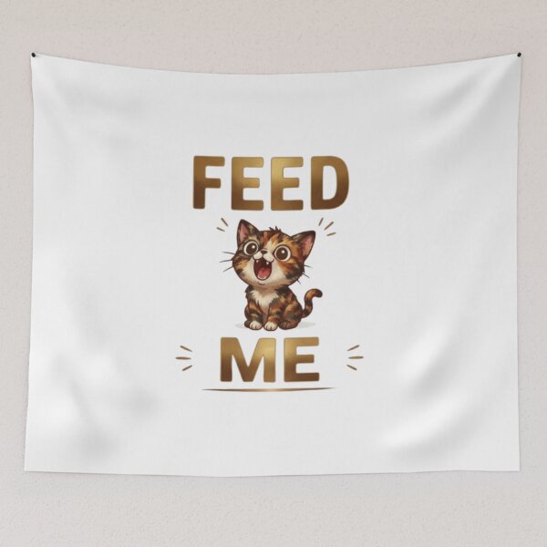 Item preview, Feed Me Cute Hungry Calico Kitten Illustration designed and sold by Northern Glow Art.