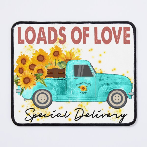 Item preview, Loads of love special delivery teal truck with sunflowers designed and sold by TimesTwoAngela.