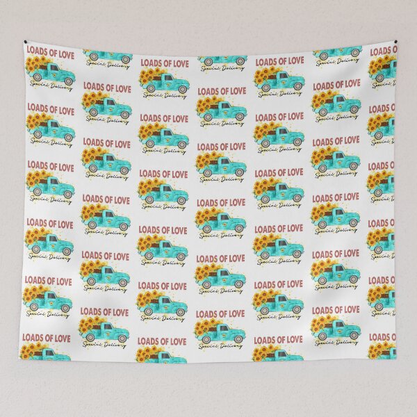 Item preview, Loads of love special delivery teal truck with sunflowers designed and sold by TimesTwoAngela.