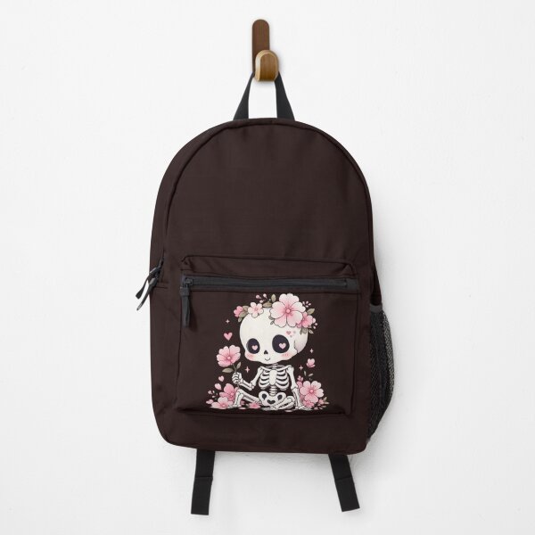 Item preview, Cute Skeleton with Pink Flowers Kawaii Gothic designed and sold by SweetLilith.