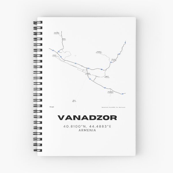 Artikelvorschau, Minimalistischer Stadtplan von Vanadzor, Armenien | Schwarz-Weiß-Straßenkarte zum Ausdrucken entworfen und verkauft von RM-Journey.