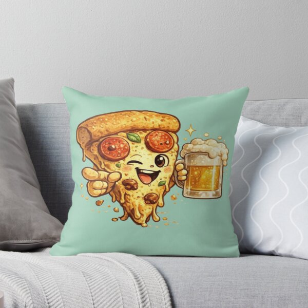 Item preview, Funny Pizza and Beer Mascot winking Slice and Mug designed and sold by Northern Glow Art.