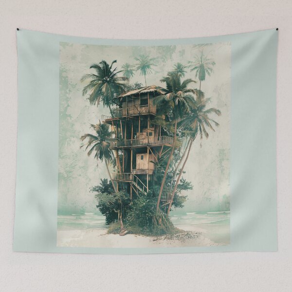 Item preview,  Tropical Beach Treehouse B1 designed and sold by CrumbBumStudio.
