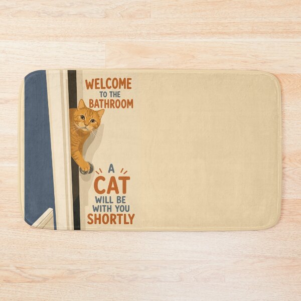 Item preview, Welcome To The Bathroom A Cat Will Be With You Shortly - Funny Orange Tabby Cat Sign Art designed and sold by arfindo-indra.