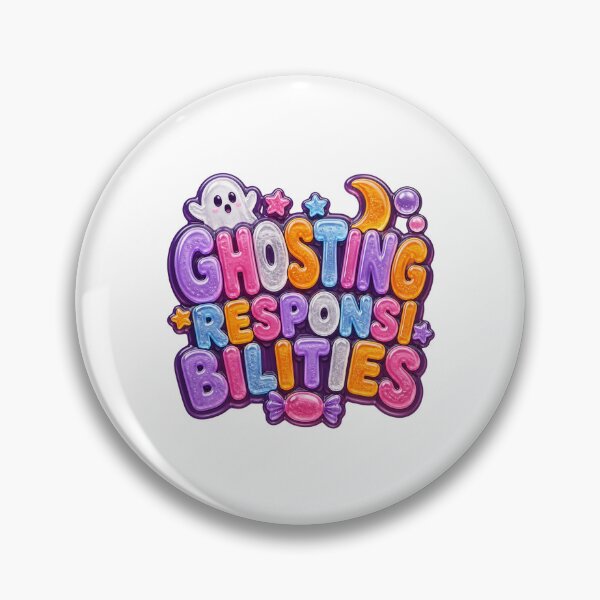 Item preview, Ghosting Responsibilities Funny Halloween Sticker | Cute Gummy Ghost Typography | Y2K Spooky Season Design designed and sold by DonnaByPT.