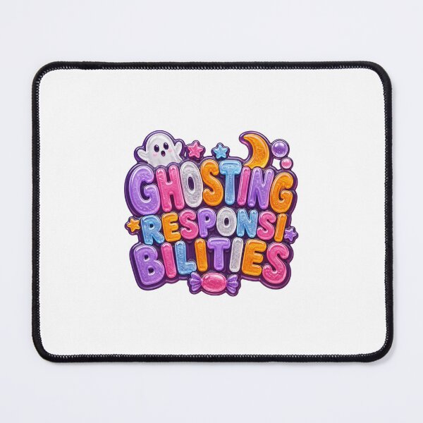 Item preview, Ghosting Responsibilities Funny Halloween Sticker | Cute Gummy Ghost Typography | Y2K Spooky Season Design designed and sold by DonnaByPT.