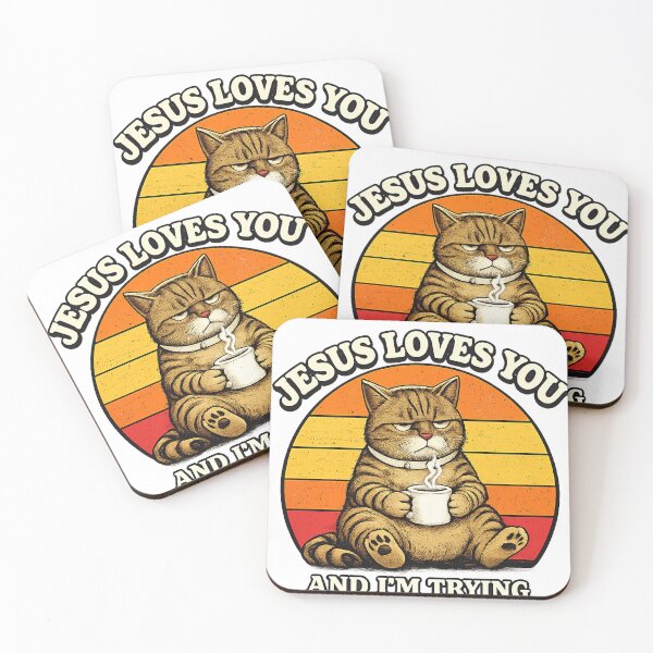 Item preview, Jesus Loves You and I’m Trying Grumpy Cat Humor designed and sold by KireVeronica.