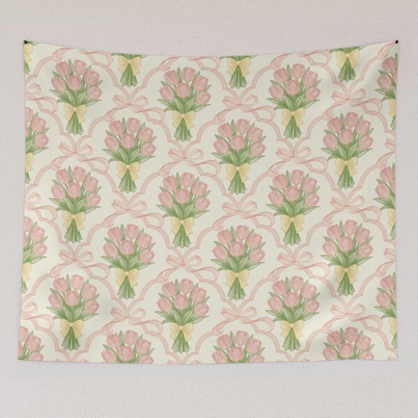 Item preview, Pink Tulip Bouquet Ribbon Pattern designed and sold by socreatively.