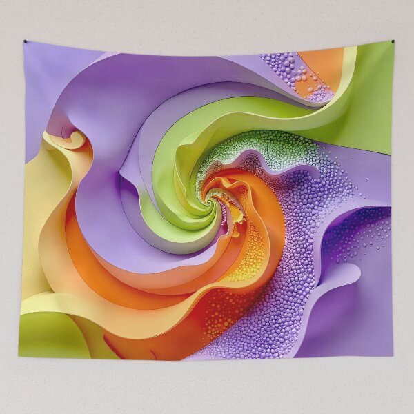 Item preview, Colorful Spiral Abstraction in Purple Orange Green designed and sold by Vicky Brago-Mitchell®.