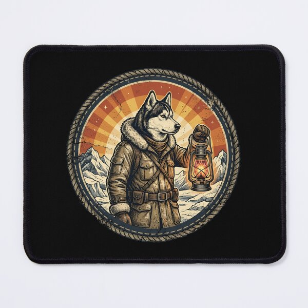 Item preview, Retro Arctic Explorer Husky Vintage Badge designed and sold by DuckOddity.